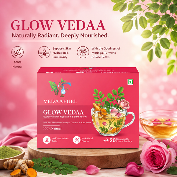 VedaaFuel Glow Vedaa Herbal Tea – Skin Hydration & Luminosity Support